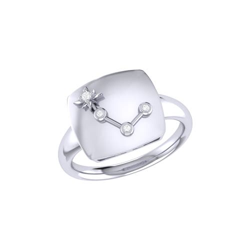 Shop Luvmyjewelry Aries Diamond Signet Ring In Silver