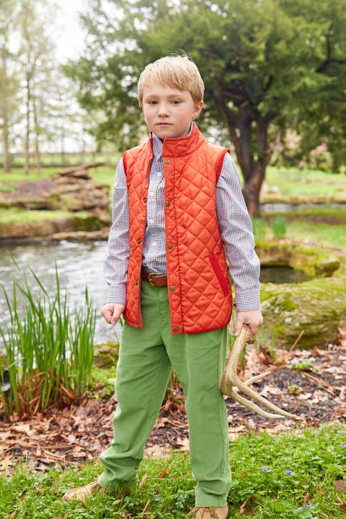Little English Kids' Classic Quilted Vest In Orange