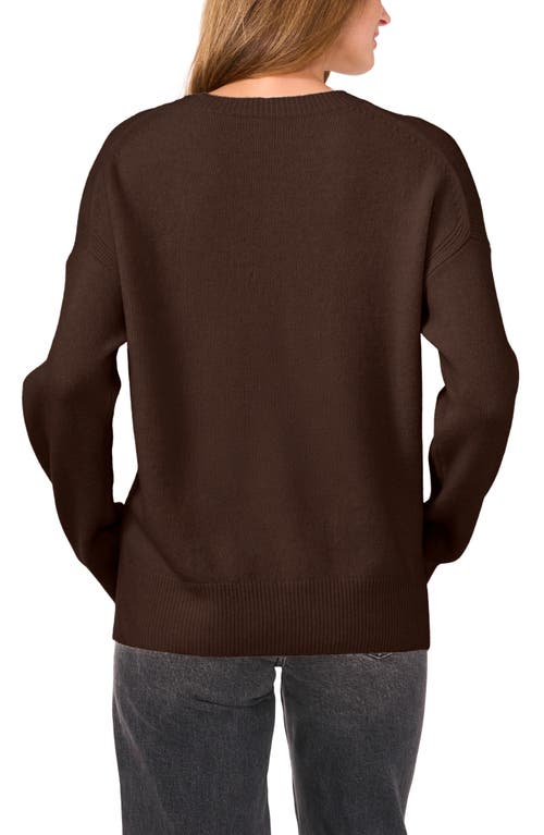 Shop Vince Camuto Cropped Crewneck Sweater In Chocolate