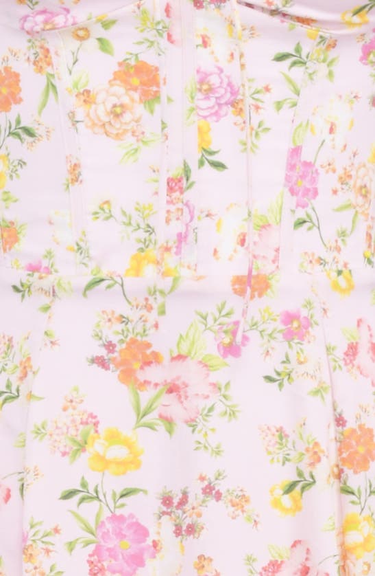 House Of Cb Rosalee Floral Stretch Cotton Petticoat Dress In Pink Floral Print