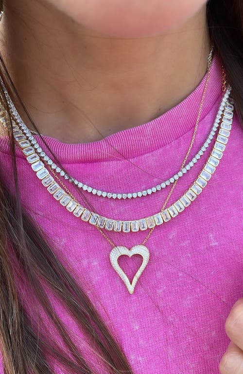 Shymi Emerald Cut Tennis Necklace In Gold/white