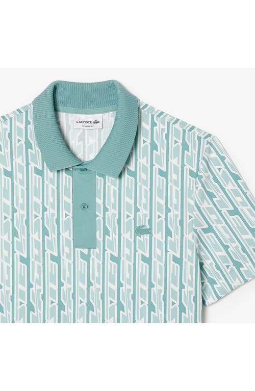 Shop Lacoste Regular Fit Print Stretch Cotton Blend Polo Shirt In Florida/pastille Mint