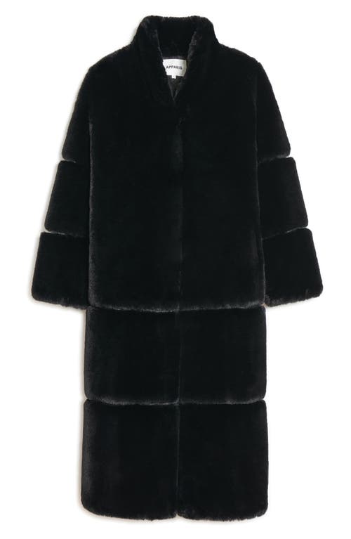 Shop Apparis Sylke Pluche™ Faux Fur Longline Coat In Noir