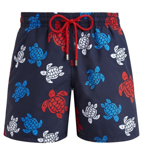 Shop Vilebrequin Tortues Multicolores Swim Trunks In Bleu Marine