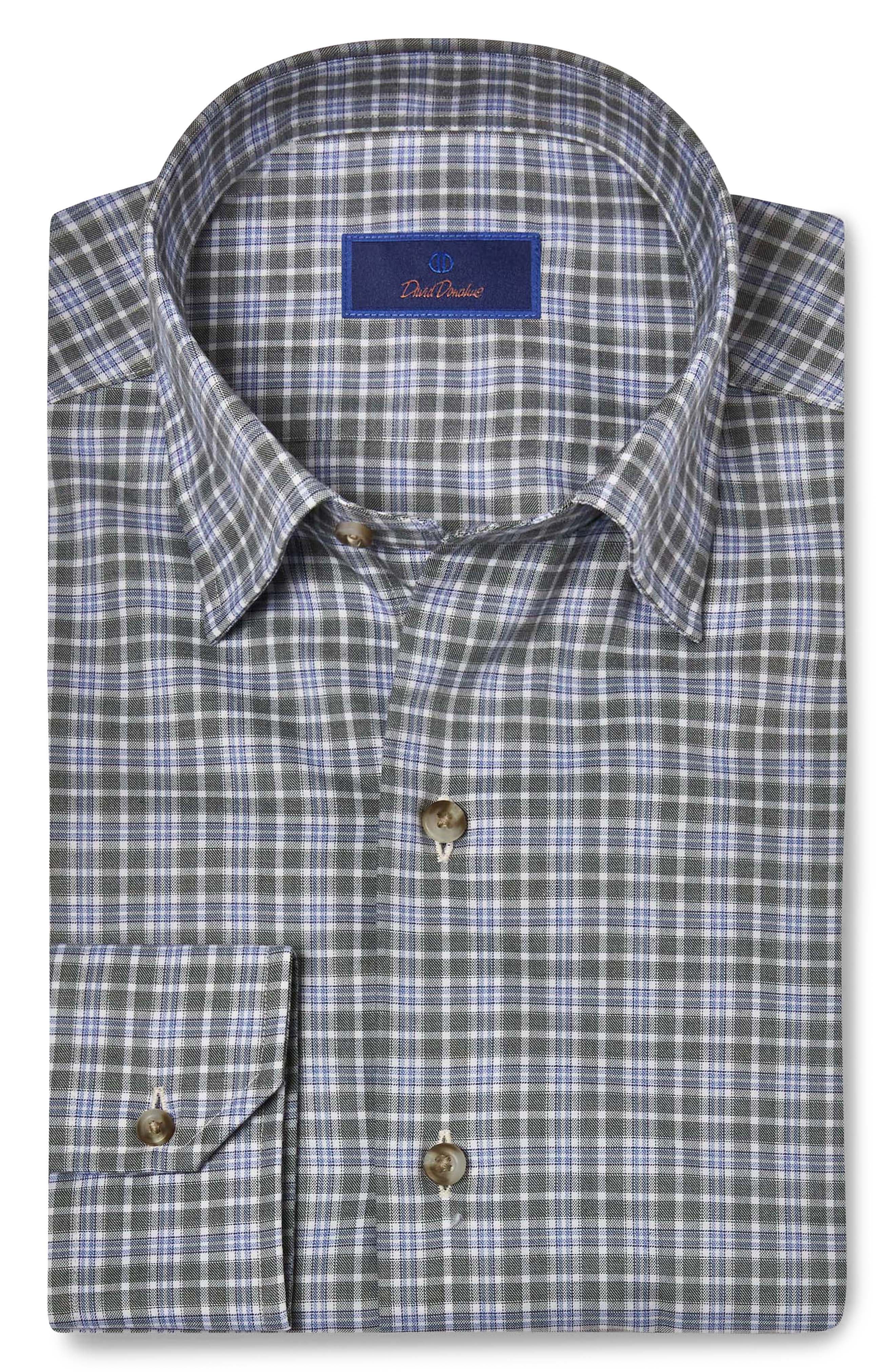 David Donahue Check Twill Hidden ButtonDown Shirt Nordstrom