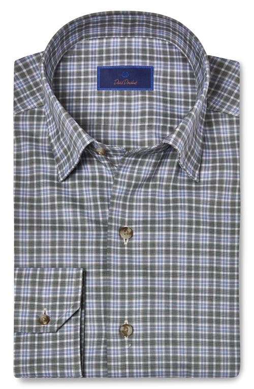 David Donahue Men's Check Button-down Twill Casual Shirt In Green/sky