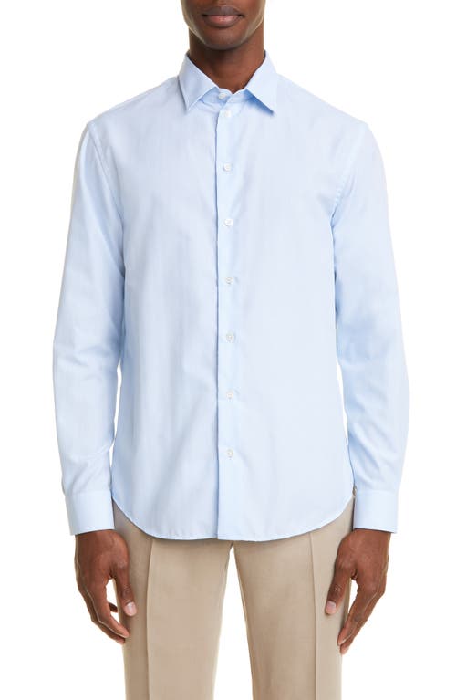 Emporio Armani Men's Solid Cotton Button-Up Shirt in Solid Medium Blue