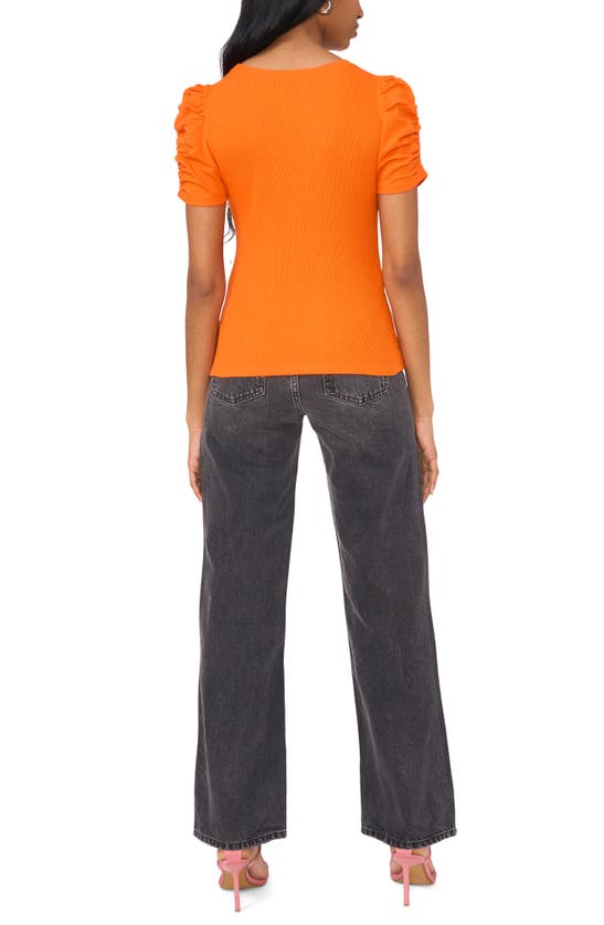 Shop 1.state Puff Sleeve Rib T-shirt In Scarlet Ibis Orange