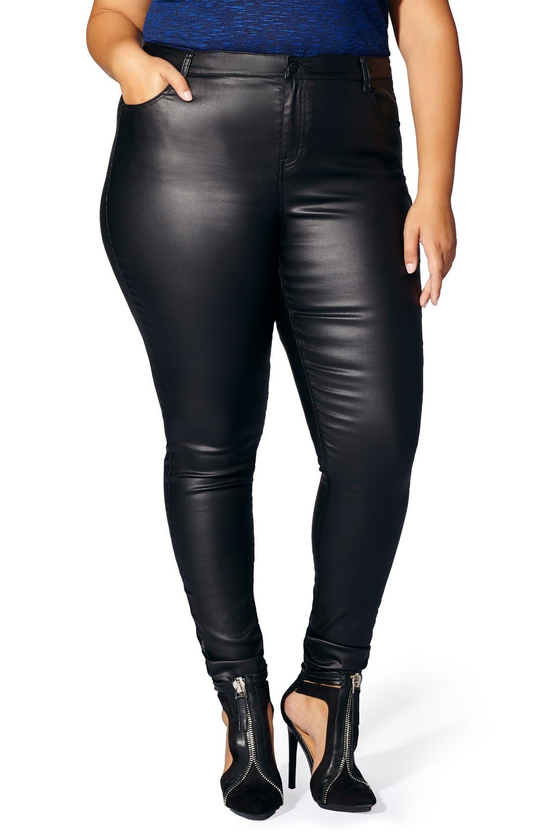 mblm by Tess Holliday Coated Skinny Jeans (Plus Size) Nordstrom