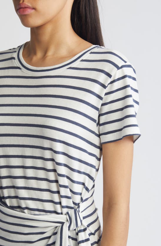 Shop Rails Edie Stripe Tie Waist T-shirt Dress In Ivory Navy Stripe