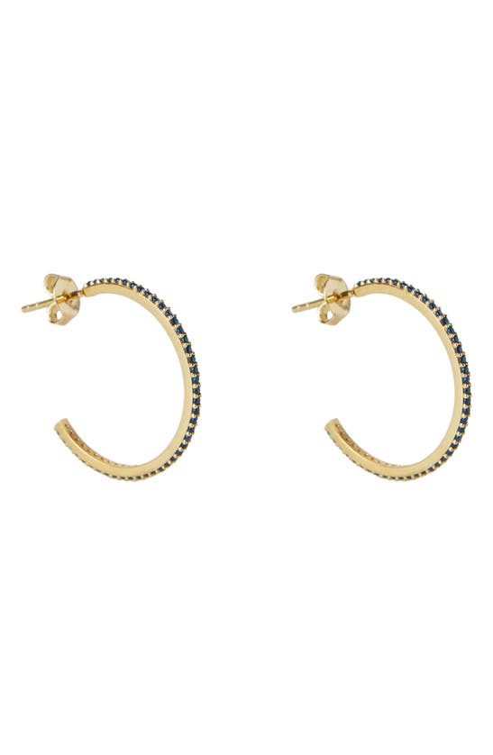 Argento Vivo Sterling Silver Medium Cubic Zirconia Hoop Earrings In Gold