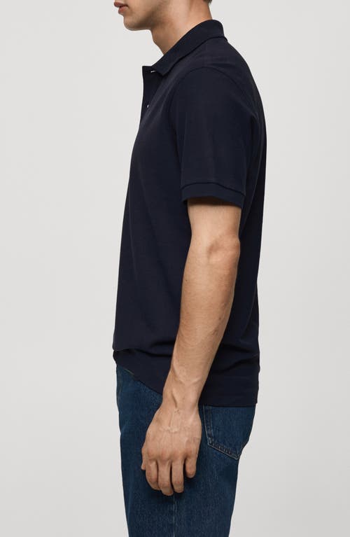 Shop Mango Relaxed Cotton Piqué Knit Polo In Dark Navy