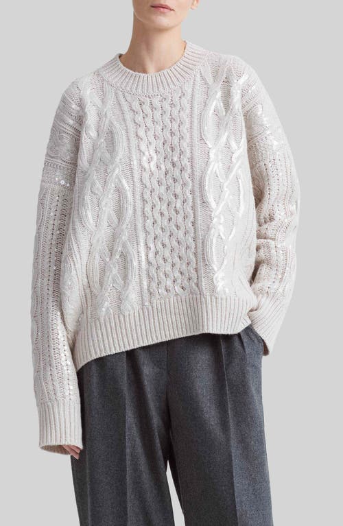 Shop Altuzarra Wirth Sequin Lambswool Cable Stitch Sweater In 000102 Ivory