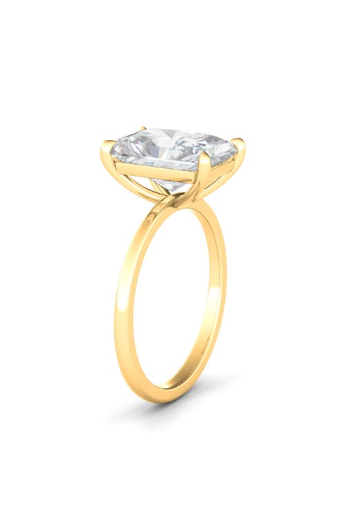 Hautecarat Radiant Cut Lab Created Diamond Ring In 3.00 Ctw 18k Yellow Gold