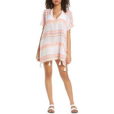 Surf Gypsy Stripe Cover-Up Caftan, Coral