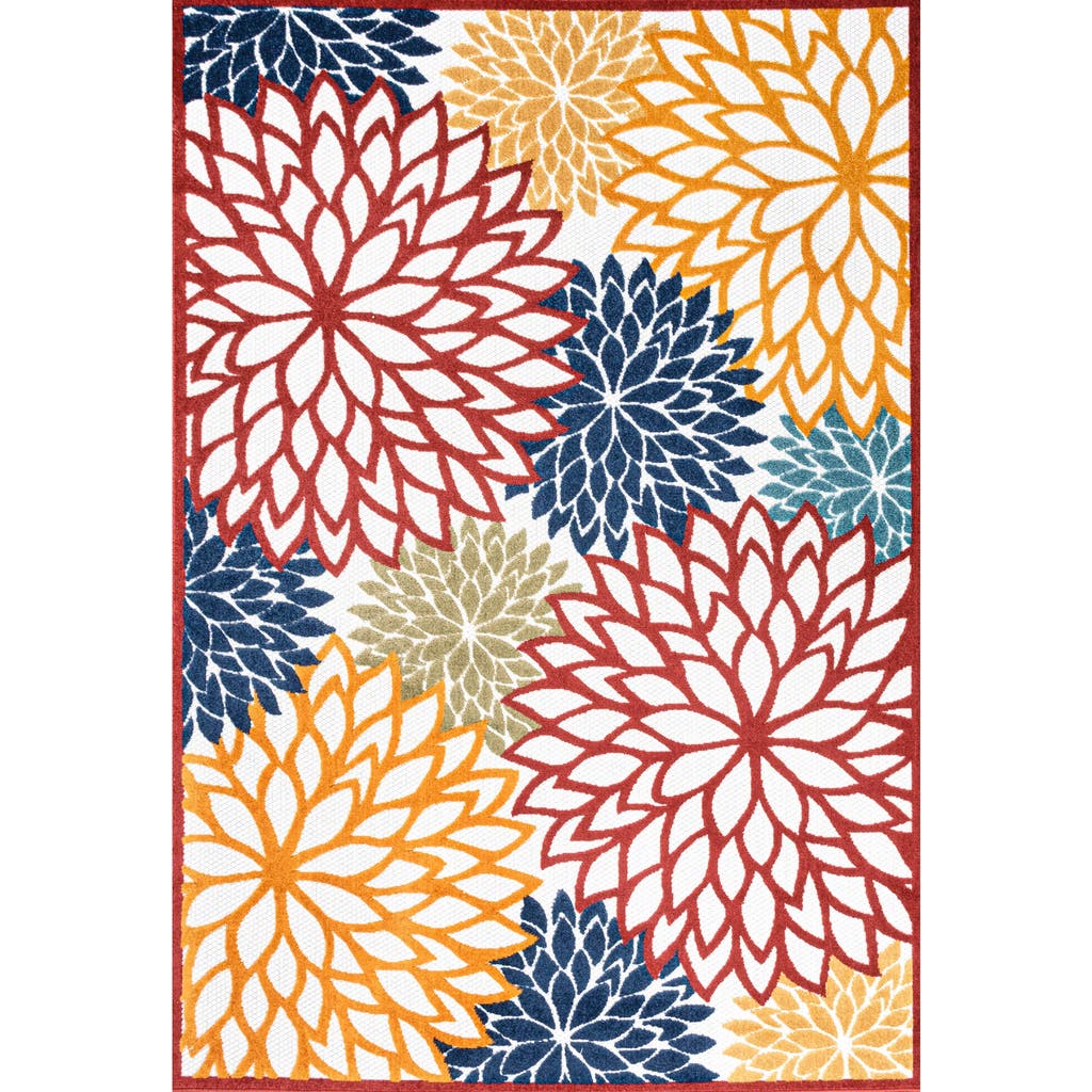 Jonathan Y Minori Floral High-low Indoor/outdoor Area Rug In Cream/red/blue