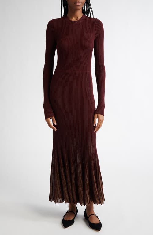 Ulla Johnson Mila Shimmer Ribbed Maxi Sweater Dress In Amaranthus