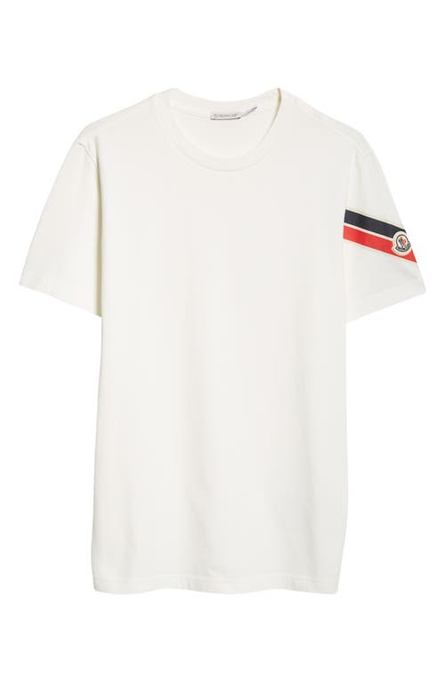 Moncler Stripe Logo Cotton T-shirt In White