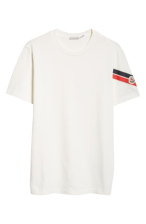 Shop Moncler Stripe Logo Cotton T-shirt In White