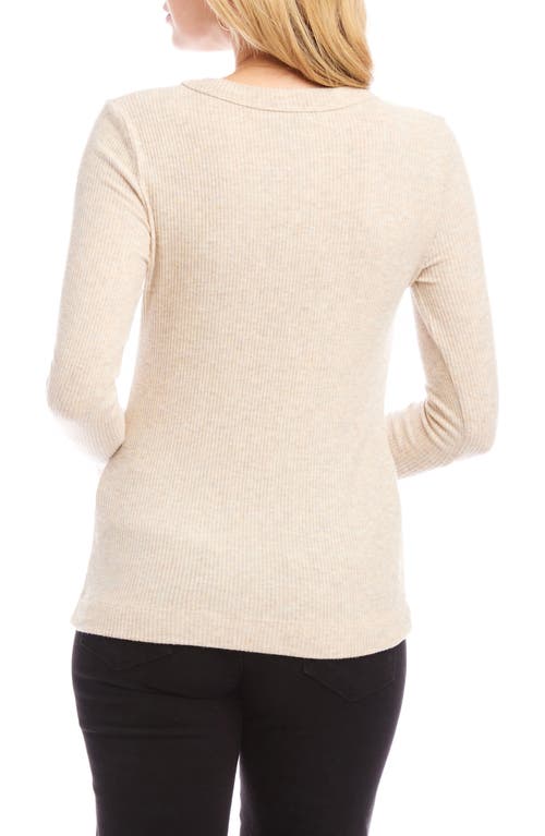 Shop Karen Kane V-neck Brushed Rib Top In Oatmeal