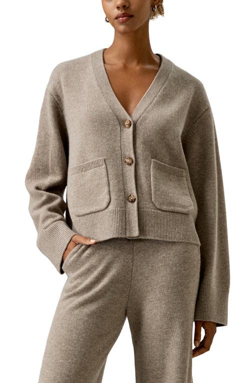 Shop Lilysilk Cropped Wool-cashmere Blend Cardigan Sweater For Women In Camel