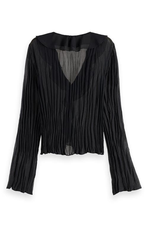 Shop Scotch & Soda Ruffle Pleated Top In Evening Black