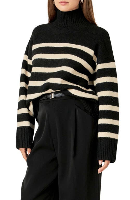 ENGLISH FACTORY ENGLISH FACTORY STRIPE TURTLENECK SWEATER