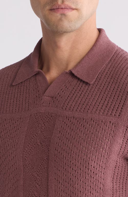 Shop John Varvatos Theo Pointelle Polo Sweater In Mauvewood