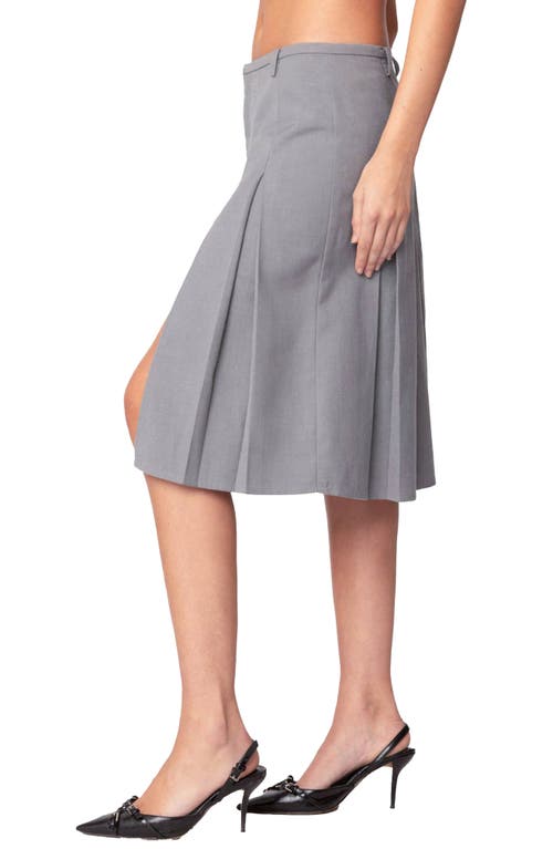 Shop Edikted Ethel Low Rise Pleated A-line Skirt In Gray