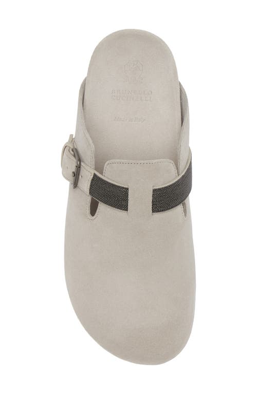 Brunello Cucinelli Monili-detail Suede Slippers In Quarzo