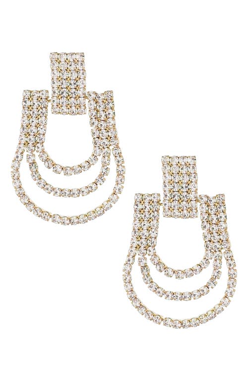 Ettika Crystal Door Knocker Earrings in Gold