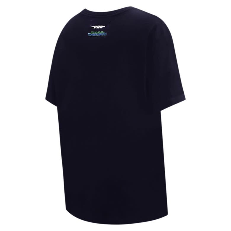 Pro Standard Navy Minnesota Timberwolves Script Boyfriend T-shirt In Navy