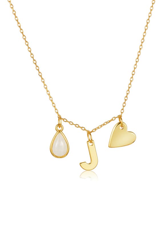 Adornia 14k Yellow Gold Vermeil Moonstone Initial Necklace In Gold-j