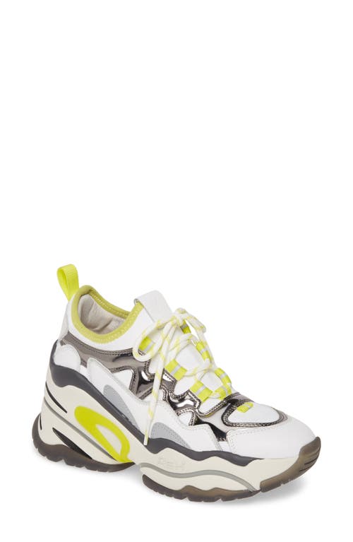 Ash Bird Wedge Sneaker in White/Metal/Lime at Nordstrom, Size 11Us