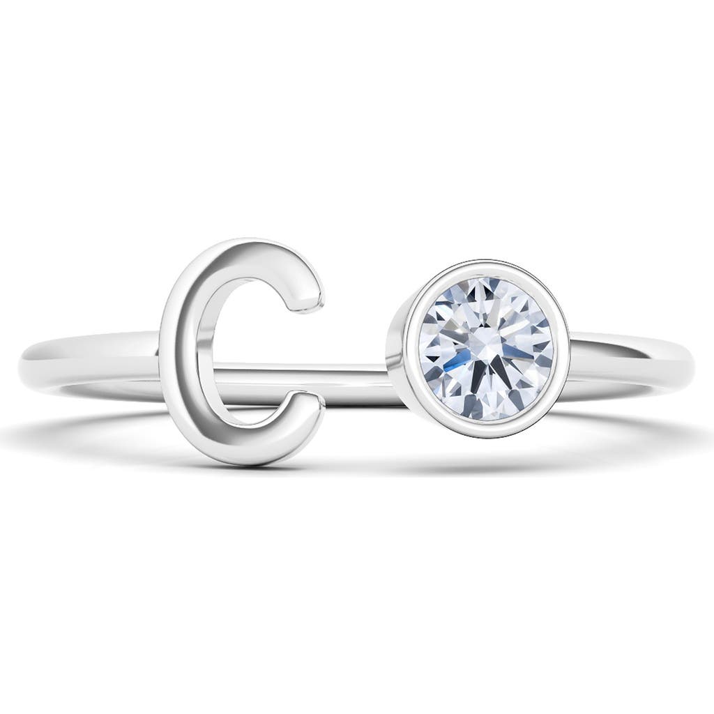 Hautecarat Lab Grown Diamond Letter Ring In 18k White Gold - C