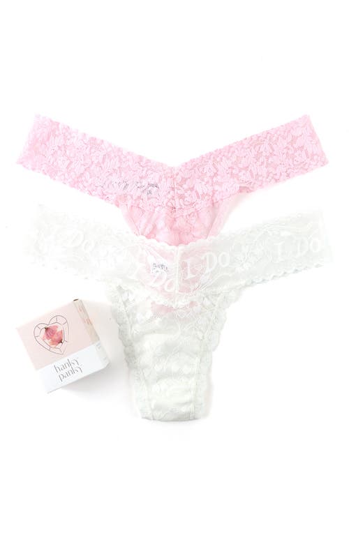 Hanky Panky Assorted 2-pack I Do Signature Low Rise Thongs In Light Ivory/bliss