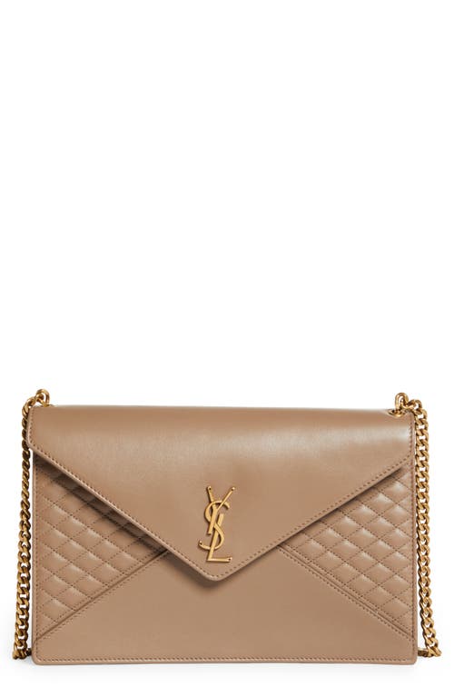 Saint Laurent Gaby Quilted Leather Shoulder Bag in 2346 Taupe