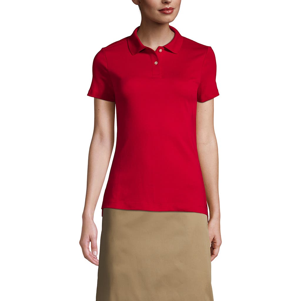 Lands' End School Uniform Short Sleeve Feminine Fit Interlock Polo Shirt In Red