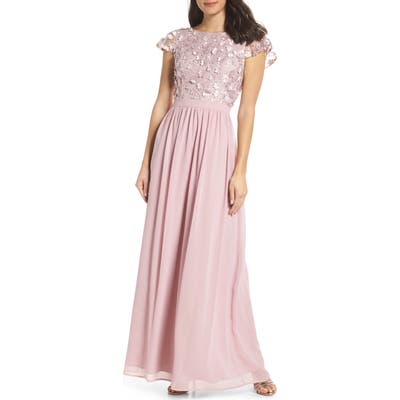 Chi Chi London 3D Flower Gown, Pink