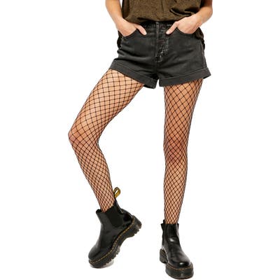 Free People Setting With The Sun High Waist Denim Shorts, Grey