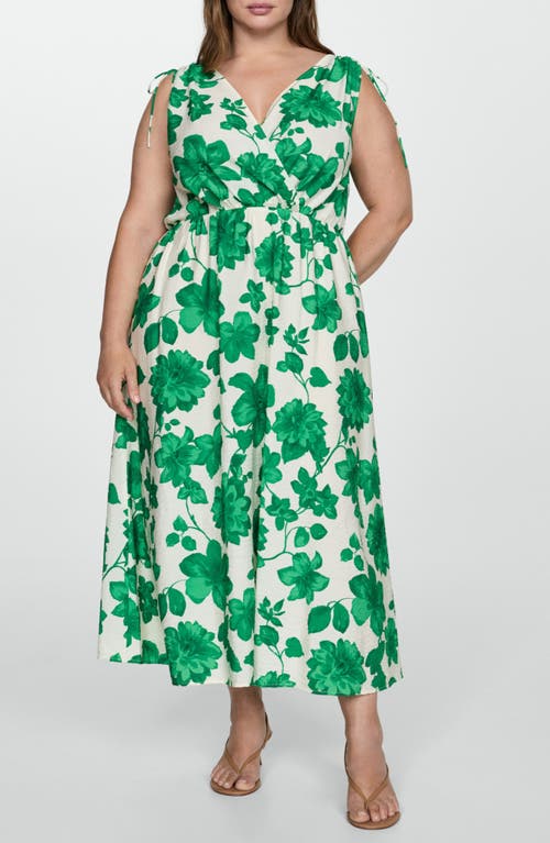 Shop Mango Floral Sleeveless Maxi Dress In Green