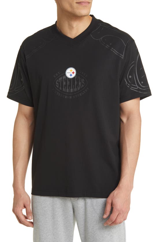 Hugo Boss X Nfl Tackle Graphic T-shirt In Pittsburgh Steelers Black