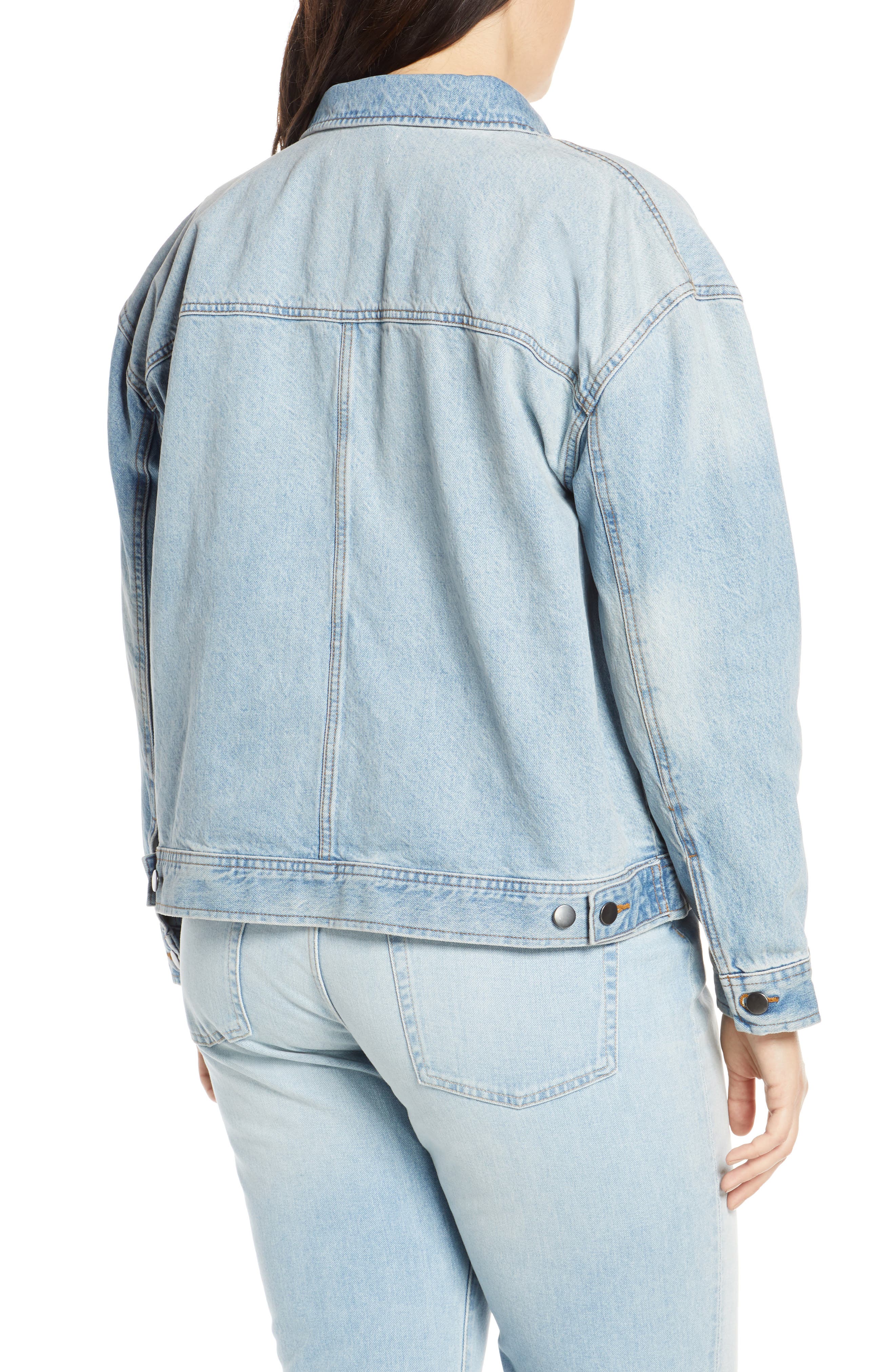 something navy denim jacket