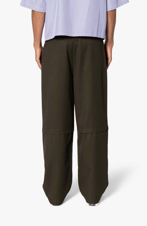 Shop Mnml Hello Preppy Convertible Baggy Pants In Olive