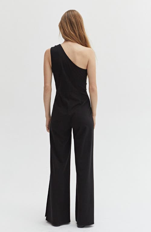 Shop Crescent One Shoulder Jumpsuit In Black