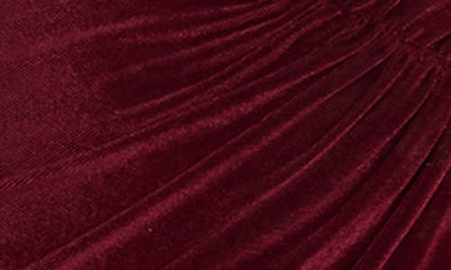 Shop Maggy London Shirred Velvet Gown In Wine Red