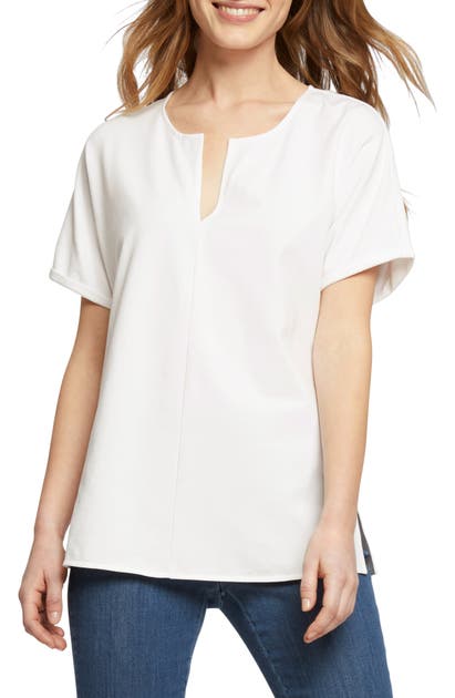Nic + Zoe Sunday Stroll Stretch Cotton Top In Paper White | ModeSens