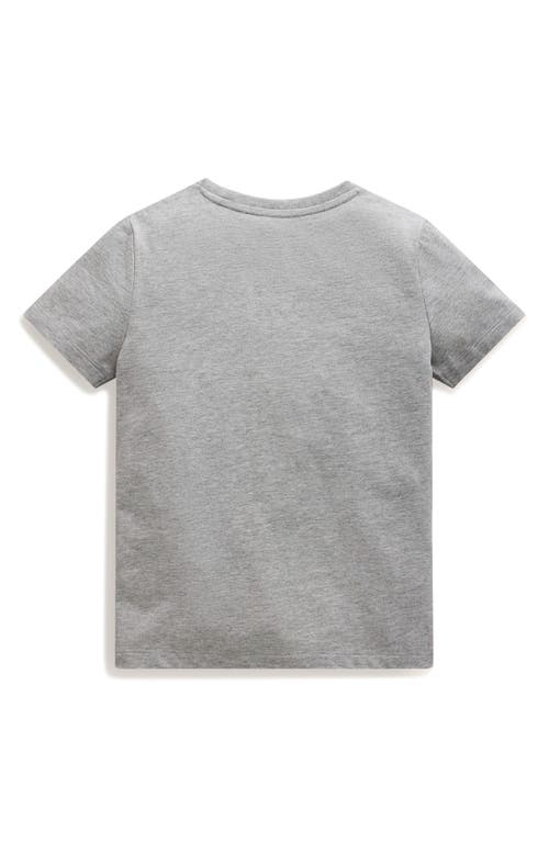 Shop Mini Boden Kids' Mouse Appliqué Cotton T-shirt In Grey Marl