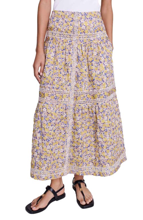 Maje Floral Cotton Maxi Skirt In Multi