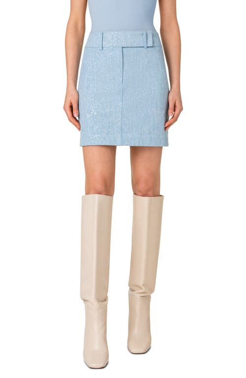 Sparkle Cotton Stretch Denim Skirt in 071 Pale Blue Denim